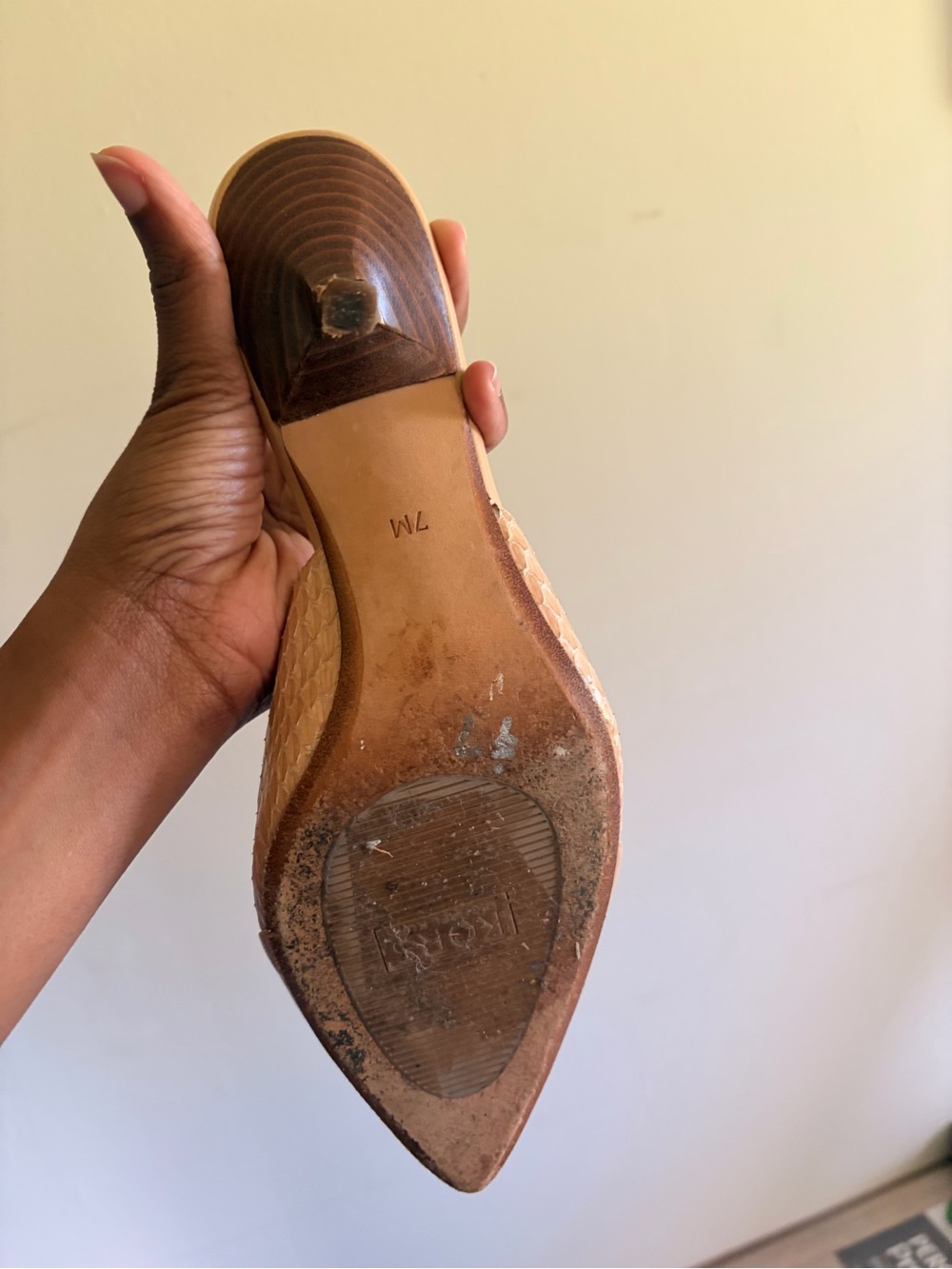 Nude Pointed Toe Slingback Kitten Heels - Picture 6 of 8